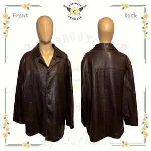 VTG Tanners Avenue Brown 5-Button Genuine Leather Lambskin Jacket Mens Size 2XL